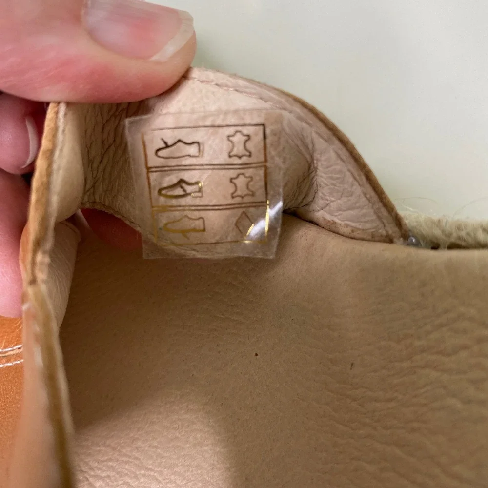 La Scarpa Paris Espadrille Wedge Sandals‎ Ankle Strap Open Toe Tan Leather EU 37